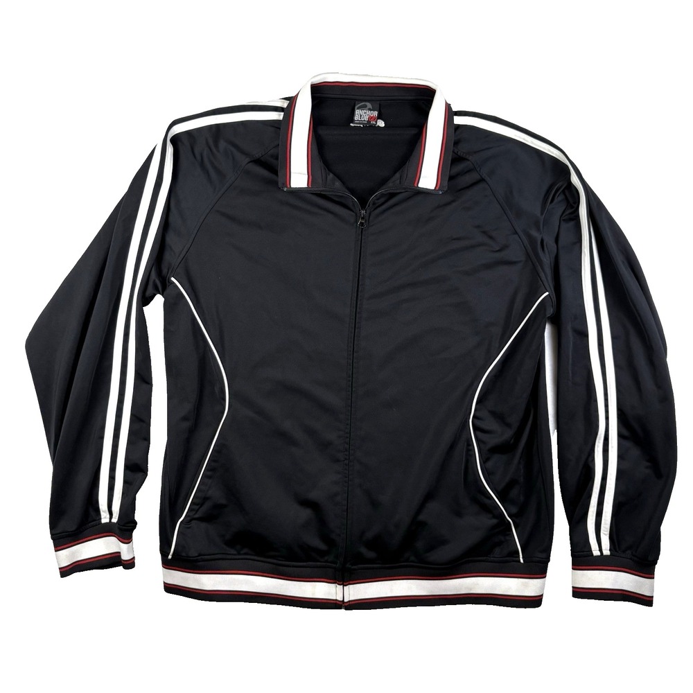 Anchor Blue Y2K Track Jacket Men's Size XXL Vintage Black White Red 2-Stripes